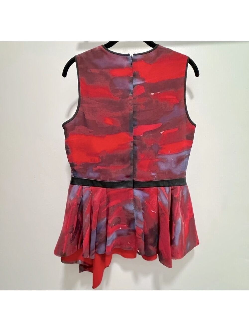 Hunter Bell Sleeveless Peplum, Leather Trim Top, Size 8 - Picture 2 of 10